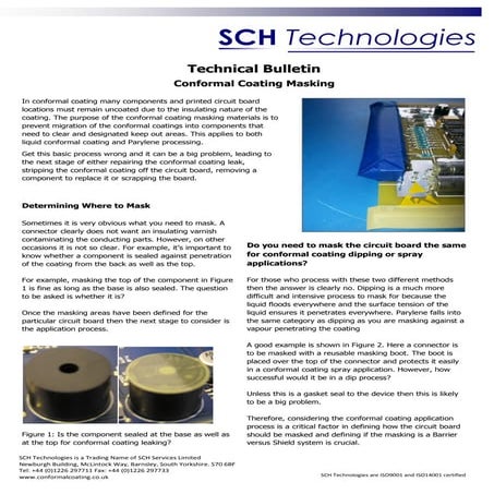 Conformal coating masking technical bulletin