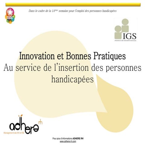 Handicap : innovation et bonnes pratiques