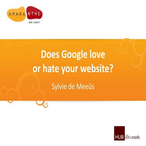 SEO Workshop : "Does Google love or hate your website"