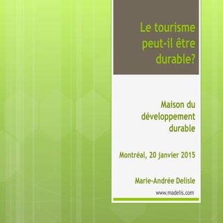 Conférence tourisme durable et resp...