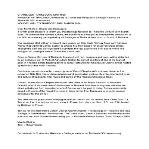 Confrérie de la Chaîne des Rôtisseurs Bailliage National de Thailande 50th Anniversary.pdf