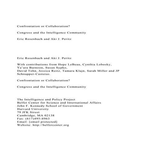 Confrontation or CollaborationCongress and the Intelligen.docx