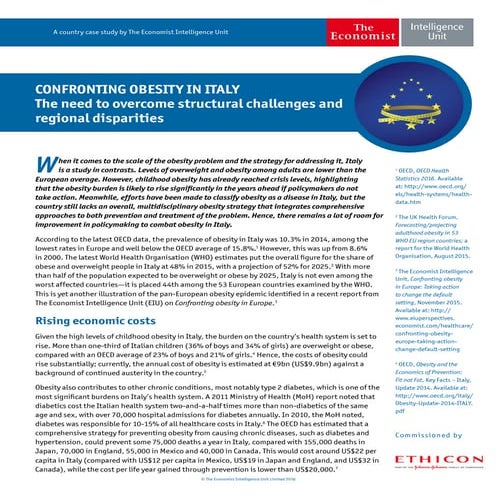 Confronting obesity in Italy