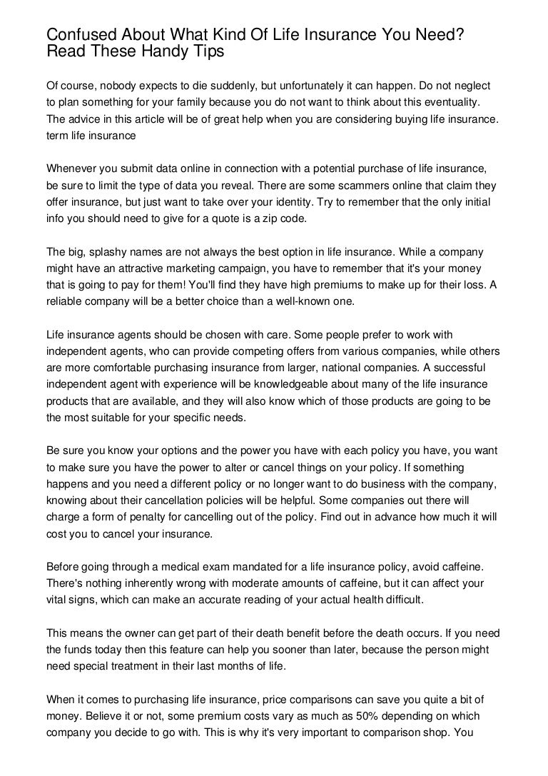 Confused About What Kind Of Life Insurance You Need? Read