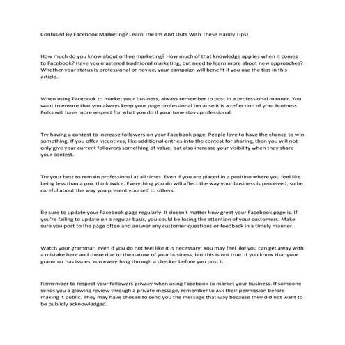 Confused by facebook marketing