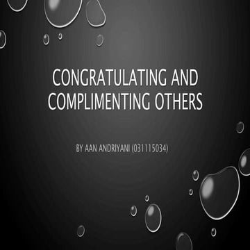 Congratulating and complimenting others