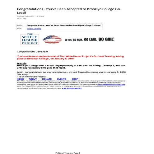 The White House Project\'s GO LEAD Program: Genevieve Whitaker\'s Acceptance ...