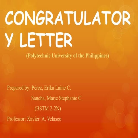 Congratulatory letter