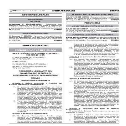 Congreso de la República - Estatuto del Servicio Parlamentario