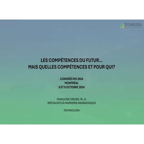 Conférence Salon Solutions RH 2024 : Compétences du Futur : pour qui et pourquoi ?