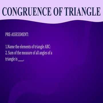 Congruence of Triangle 1.pptx Maths, Triangles for GRADE 8