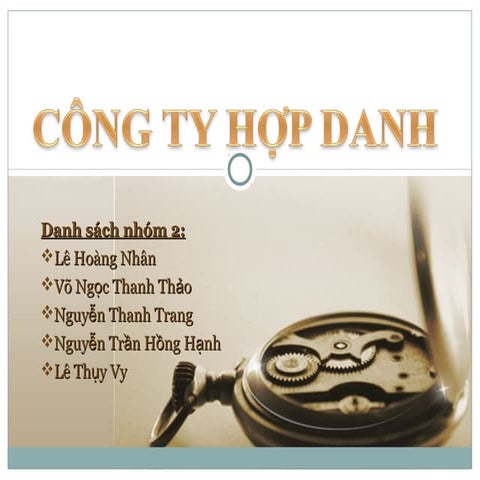 Luật kinh tế: Công ty hợp danh