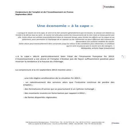 Conjoncture septembre 2013 trendeo