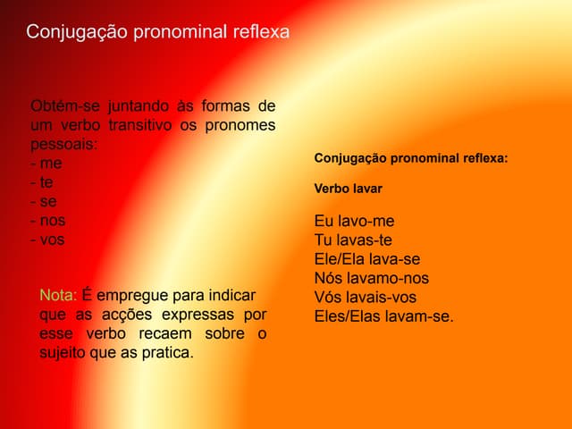 Conjugações perifrástica, recíproca...