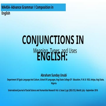 DIFFERENT TYPES AND USES OF CONJUNCTIONS