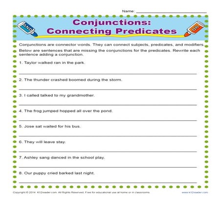 Conjunctions Worksheets 5th Grade