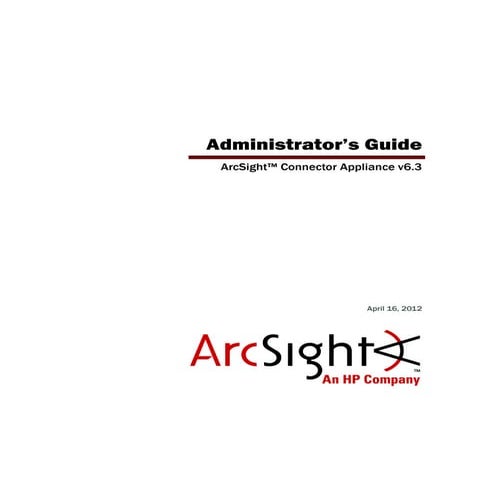 ArcSight Connector Appliance v6.3 Administrator's Guide