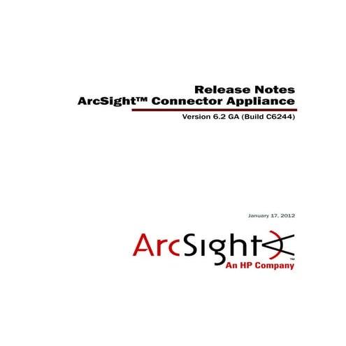ArcSight Connector Appliance v6.2 Release Notes
