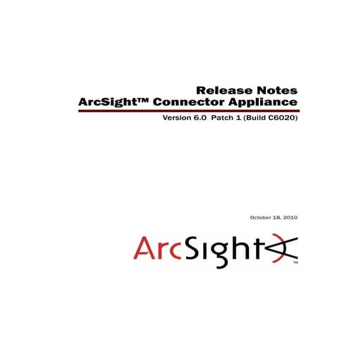 ArcSight Connector Appliance v6.0 Patch 1 Release Notes