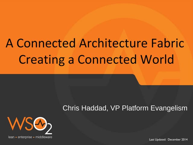 Connected Architecture Fabric Creating a Connected World