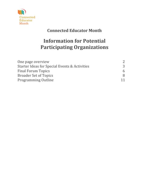 Connected educator month information for organizations