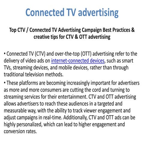Connected TV advertising | PPTX