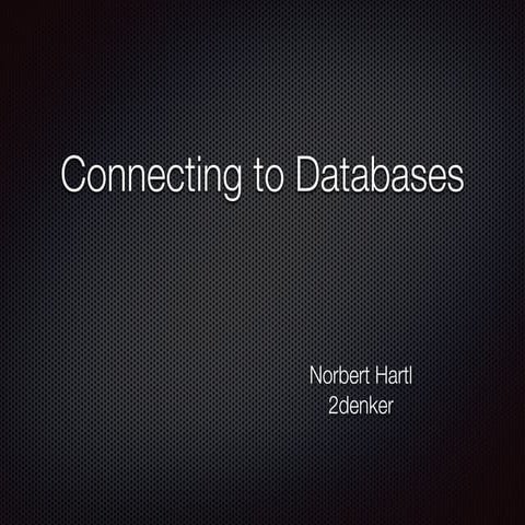 PharoDAYS 2015: Connecting to Databases by Norbert Hartl