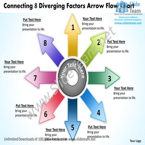 11 components diverging arrow process diagram circular flow layout ...