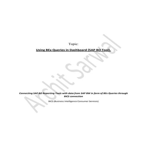 Connecting dashboard to b ex queries