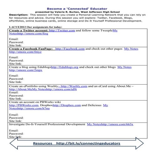 Connecting educators worksheet