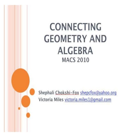 Connecting Geometry and Algebra 