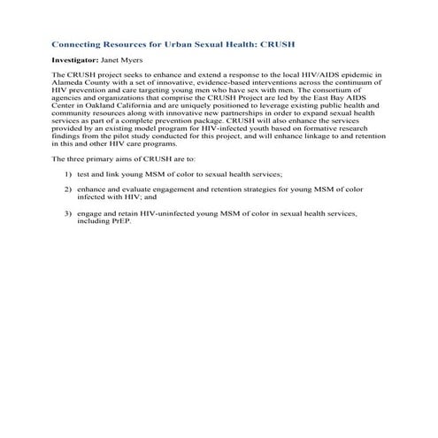 Connecting resources for urban sexual health