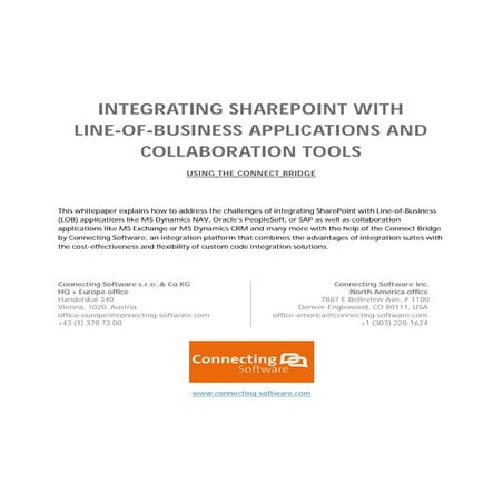 Connecting Software white paper integrating SharePoint with line of business applications and collaboration tools
