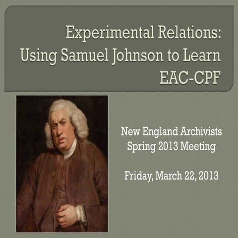 Experimental Relations: Using Samuel Johnson to Learn EAC-CPF