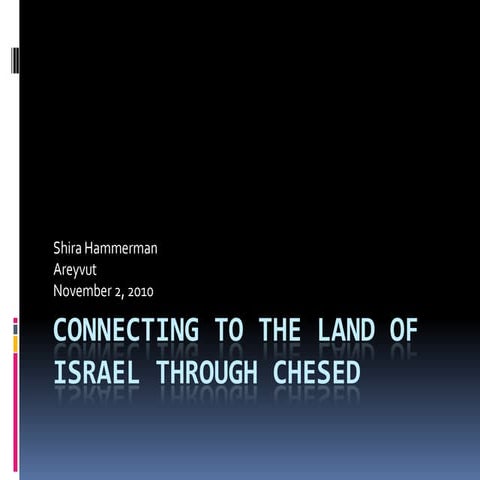 Connecting to the Land of Israel Through Chesed (11.2.10)