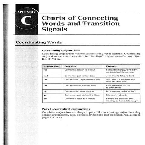 Connecting words and transition signals