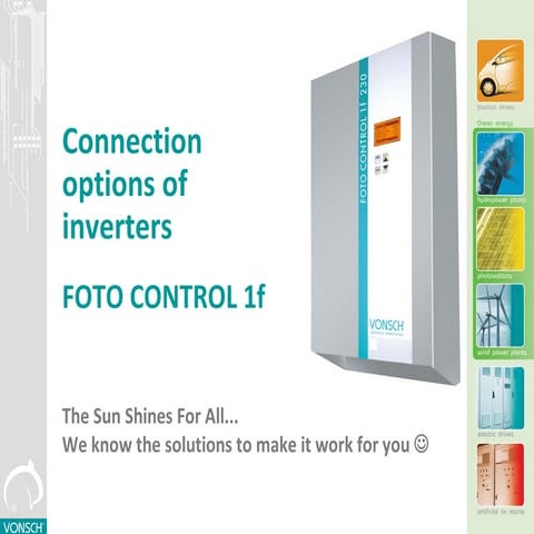Connection and configuration options of FOTO CONTROL 1f invertors