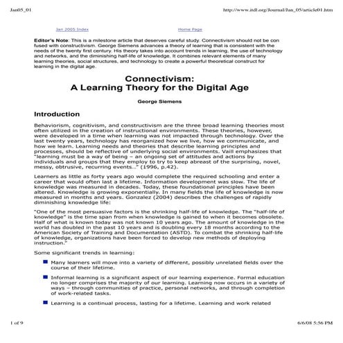 Connectivism: A learning theory for the digital age