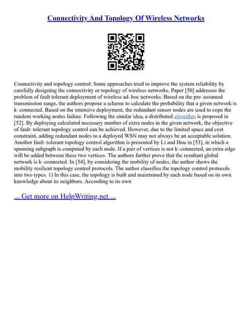 Connectivity And Topology Of Wireless Networks