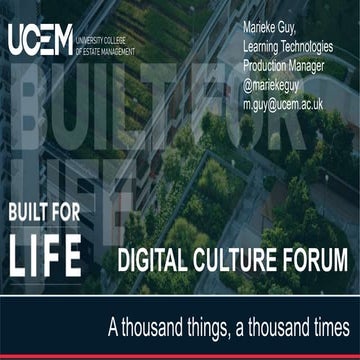Connect more: Digital Culture forum - A thousand things, a thousand times
