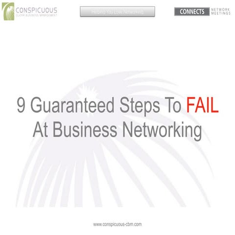 Connects Networking Stoke October 2015 - 9 Guaranteed Steps To Fail At Busine...