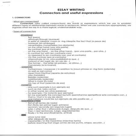 Connectors and useful expressions