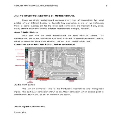 Basic Introduction abut Connectors available on motherboard