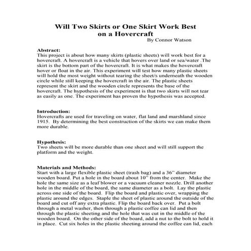 Connors hovercraft research project