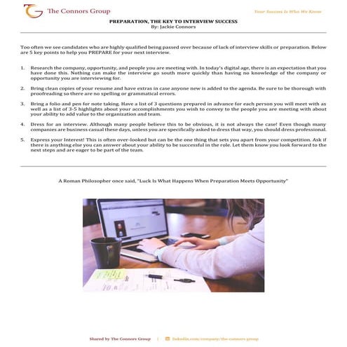 Connors Group Interview Prep Packet 2016 