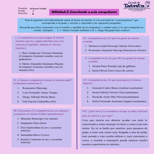 Conociendo a tus compañeros