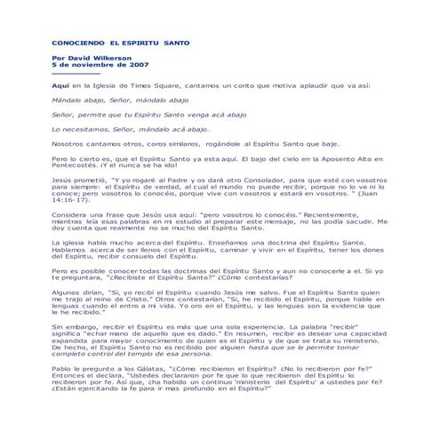 Conociendo el espiritu santo