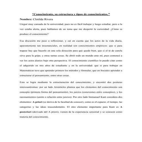 Conocimiento, 1er informe