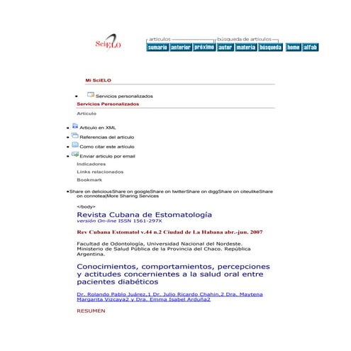 Conocimiento salud oral diabetes