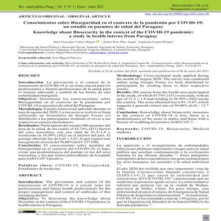 Conocimientos sobre Bioseguridad en el contexto de la pandemia por ...
